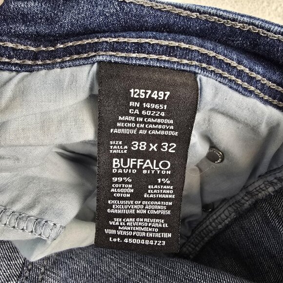 Buffalo David Bitton Jackson Jeans Mens 38x32 Blue Straight Stretch Denim Pants - Picture 8 of 11